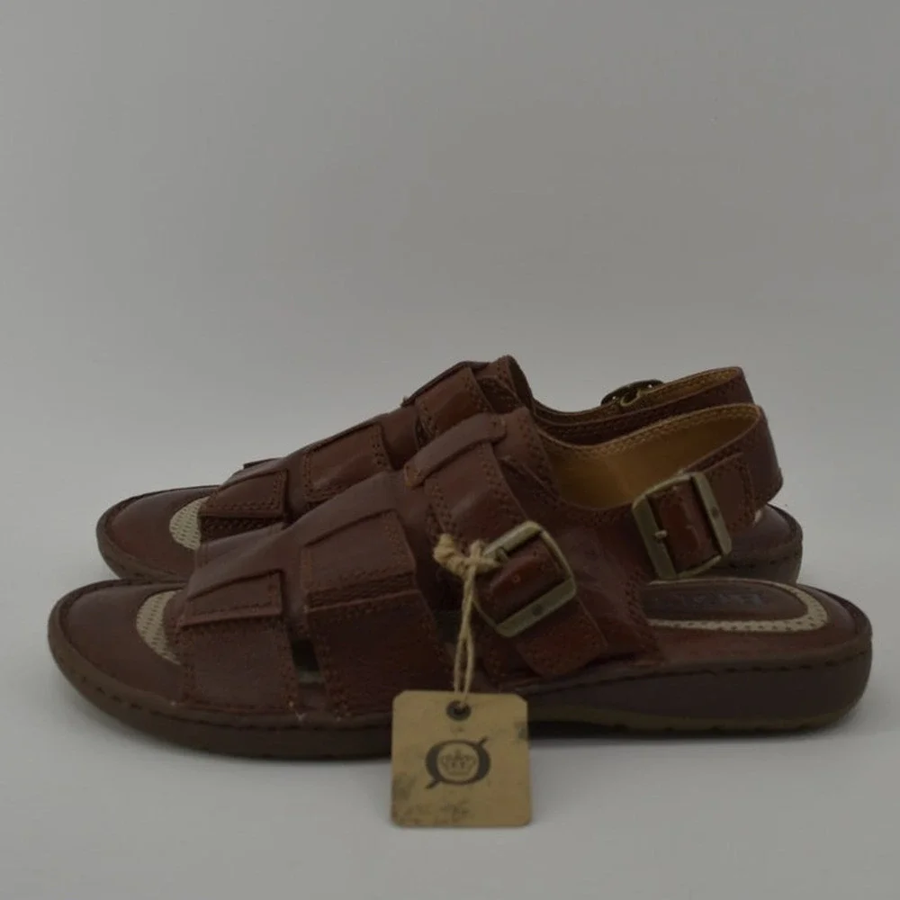 Born Mens Size 13 Miguel Dark Brown Leather Fishermans Sandals